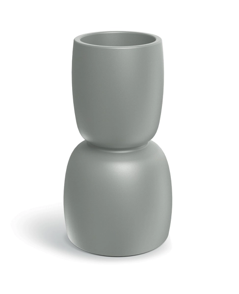 Donica wysoka 40 cm szara jasna beton Duala Round Slim TDR40S_106GR odwrócona