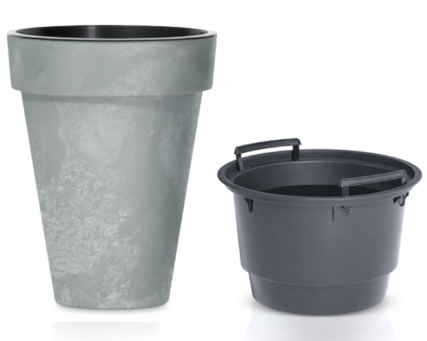 Doniczka wysoka 25L z wkładem 18L szara Cube Slim Beton Effect - 2