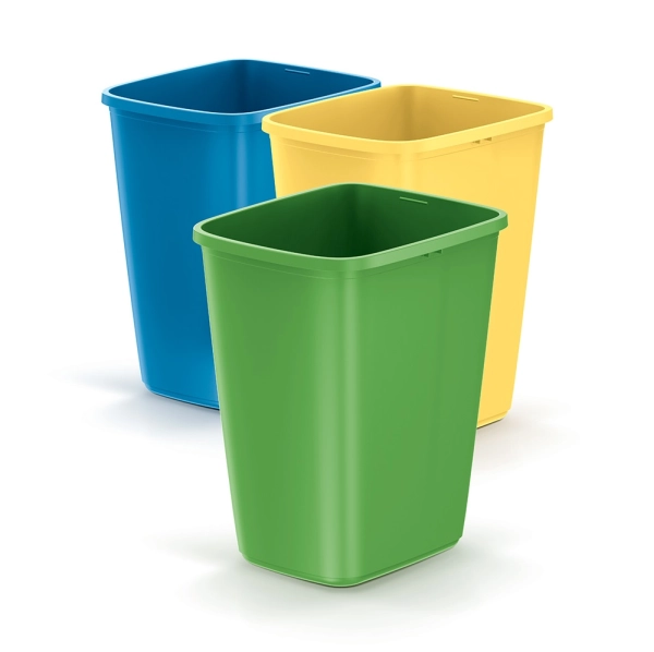 zestaw 3 koszy na odpady Compacta Q Sort set - zielony, żółty, niebieski