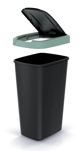 Pojemnik na odpady 45 litrów zielony / czarny Compacta Q Flap Keden NSAB45-5575C_S411 - zakładanie pokrywy
