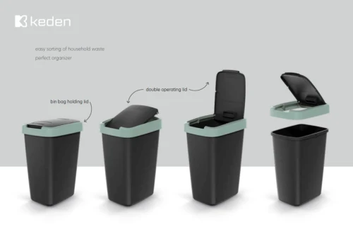 Kosz na śmieci z klapką Compacta Q Flap Keden - prezentacja sposobu działania
