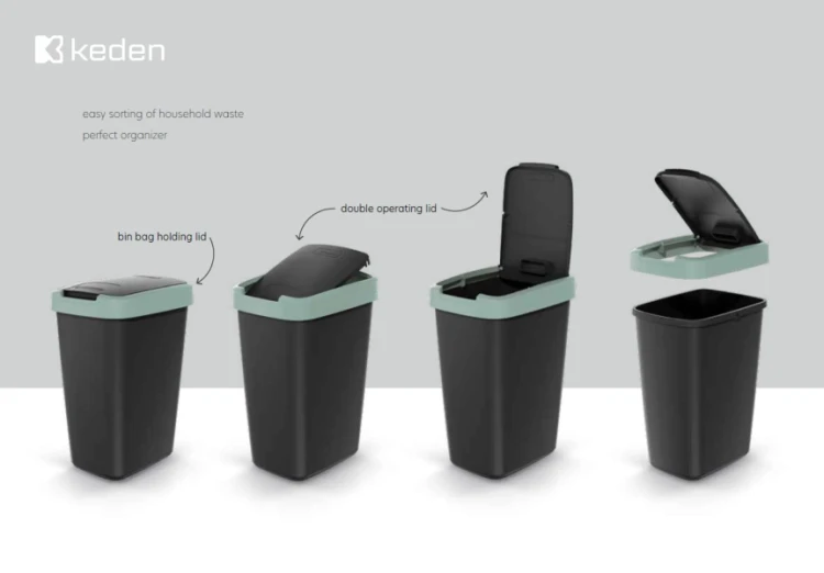Kosz na śmieci z klapką Compacta Q Flap Keden - prezentacja sposobu działania