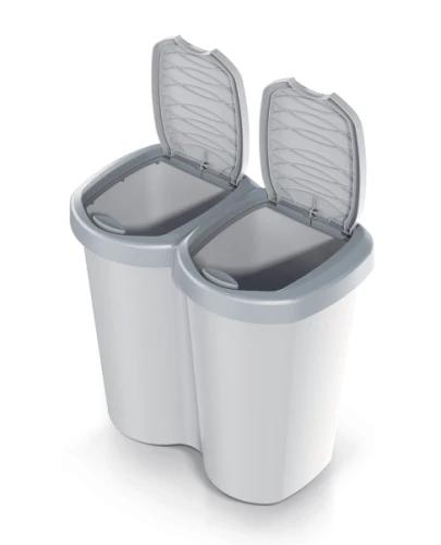 Pojemnik na śmieci szary 40 litrów Compacta B Duo Keden z dwoma klapkami