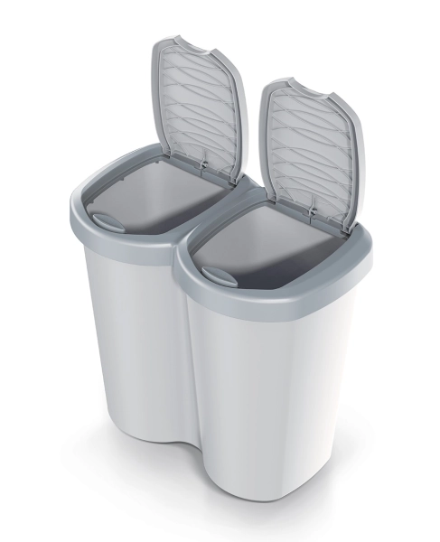 Pojemnik na śmieci szary 40 litrów Compacta B Duo Keden z dwoma klapkami