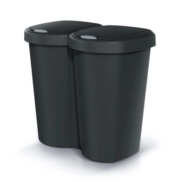 Pojemnik na śmieci czarny 40 litrów Compacta B Duo Keden z dwoma klapkami