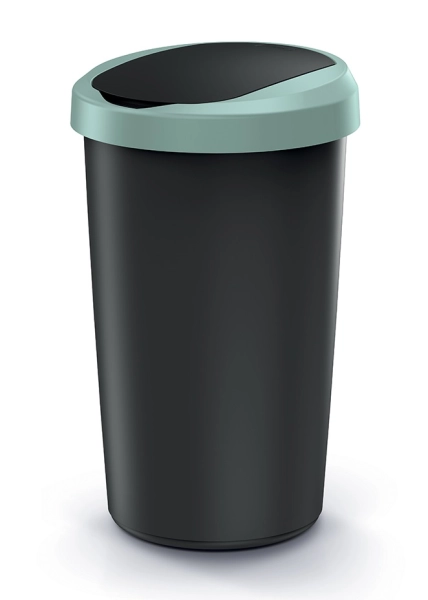 Kosz na śmieci 50 litrów czarny zielony Compacta R Flap Keden