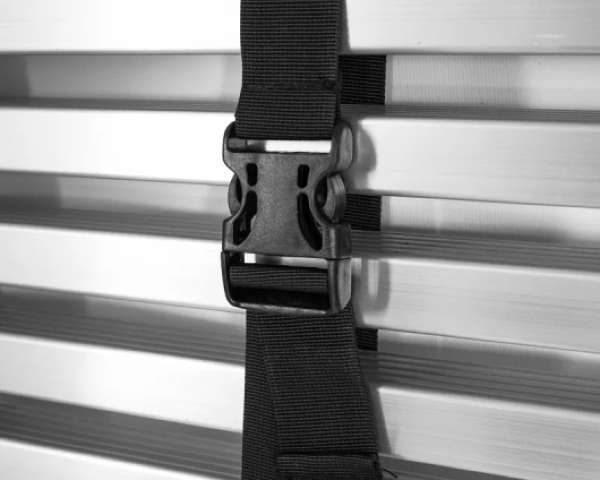 Drabina teleskopowa z aluminium 2,6 m prezentacja taśmy spinającej