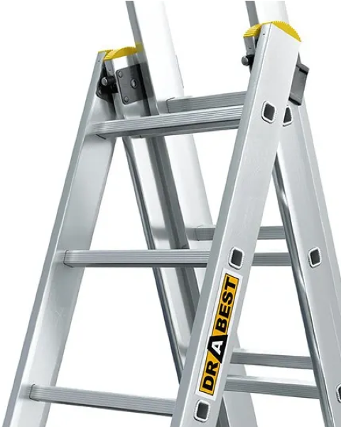 Drabina aluminiowa 3-elementowa Drabest PRO zbliżenie na szczeble