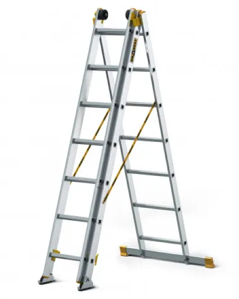 Drabina 3-elementowa 3x7 stopni profesjonalna 150 kg rozstawienie A