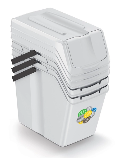 Kosze na do segregacji śmieci popielate 3 x 25L Sortibox ISWB25S3_427C Keden