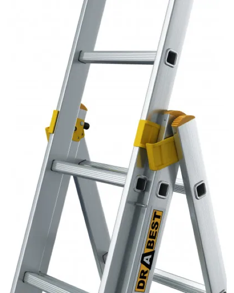 Drabina 3-elementowa 3x7 stopni profesjonalna 150 kg - detal zawias