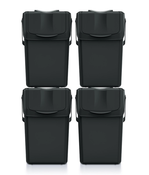 Pojemniki na śmieci 4 x 25 L Sortibox ISWB25S4 Keden zestaw do segregacji - widok z przodu