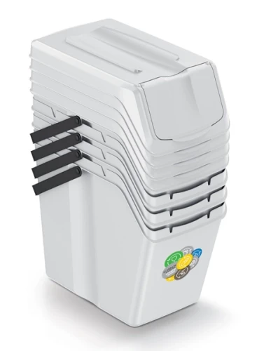 Pojemniki na odpady do segregacji popielate 4 x 25L Sortibox ISWB25S4_427C Keden w opakowaniu