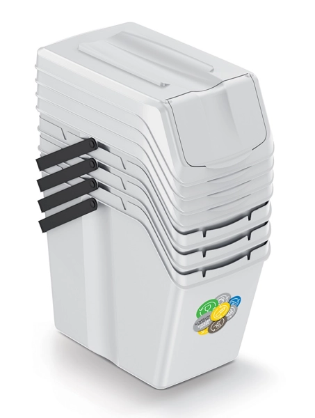 Pojemniki na odpady do segregacji popielate 4 x 25L Sortibox ISWB25S4_427C Keden w opakowaniu