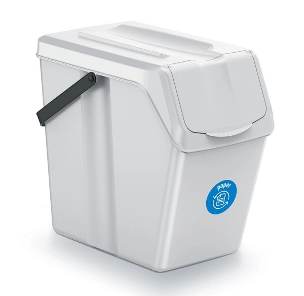 Kosz na śmieci do segregacji szary Sortibox z naklejką niebieską - papier