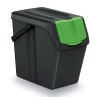 Pojemnik na śmieci czarny Sortibox z klapką zieloną - szkło