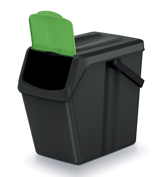 Kosz na śmieci z klapką czarny Sortibox marki Keden