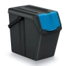 Kosz na śmieci czarny Sortibox z klapką niebieską - papier