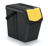 Kosz na śmieci czarny Sortibox z klapką żółtą - plastik metal