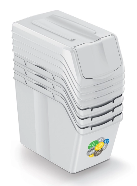 Zestaw koszy na śmieci do segregacji siwe 4 x 20L Sortibox ISWB20S4_427C Keden