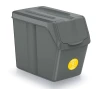 Śmietnik szary ciemny 20 L Sortibox z żółtą naklejką - plastik metal