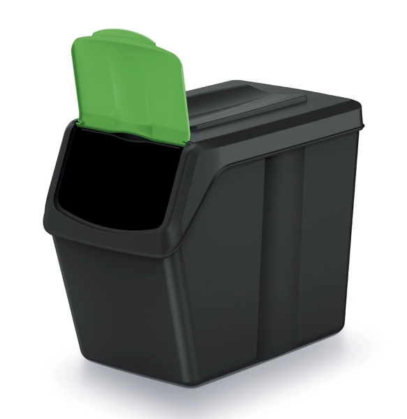 Kosz na śmieci 20 L czarny z klapką Sortibox