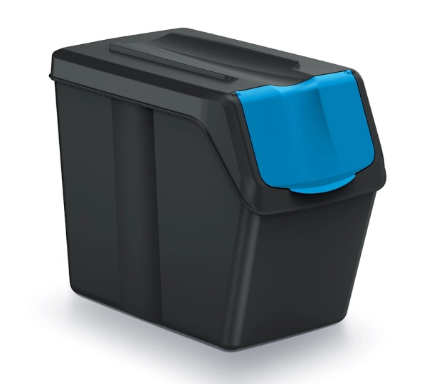 Kosz na śmieci 20L Sortibox czarny z niebieską klapką - papier