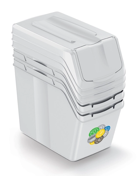 Zestaw koszy na śmieci do segregacji siwe 3 x 20L Sortibox ISWB20S3_427C Keden