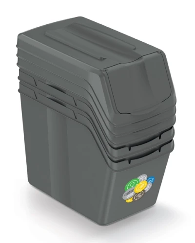 Zestaw koszy na śmieci do segregacji szare 3 x 20L Sortibox ISWB20S3_405U Keden