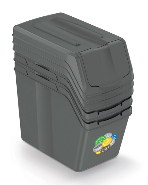 Zestaw koszy na śmieci do segregacji szare 3 x 20L Sortibox ISWB20S3_405U Keden