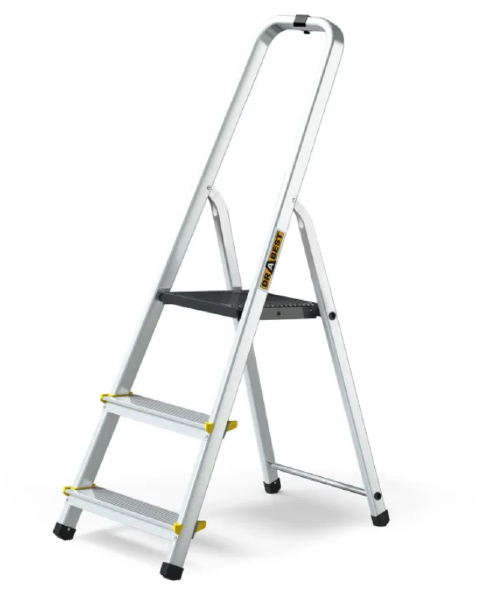 Drabina rozkładana 3 stopnie aluminium 150 kg + hak na wiadro