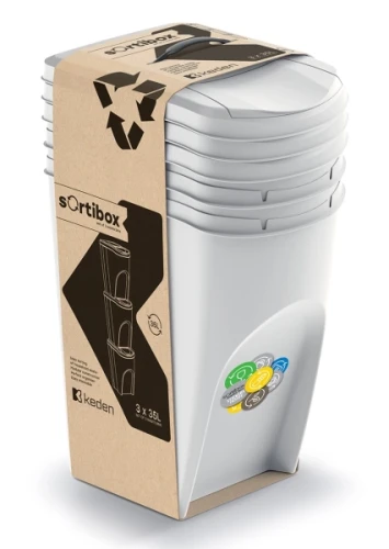 Kosze na śmieci do segregacji Sortibox IKWB35S3_427C 3 x 35 litrów szare jasne Keden