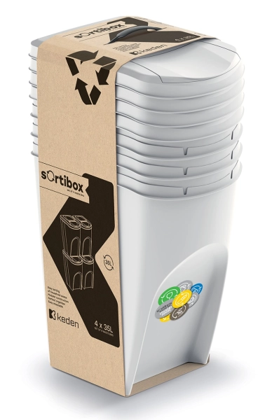 Kosze na śmieci do segregacji Sortibox IKWB35S4_427C 4 x 35 l szare popielate Keden