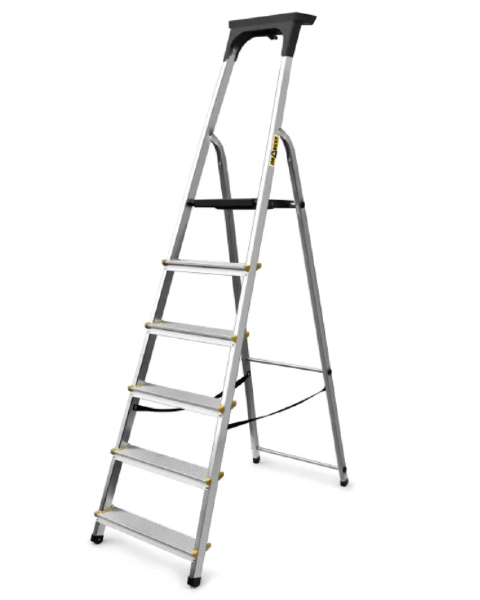 Aluminiowa drabina składana z półką 6 stopni 150 kg certyfikat
