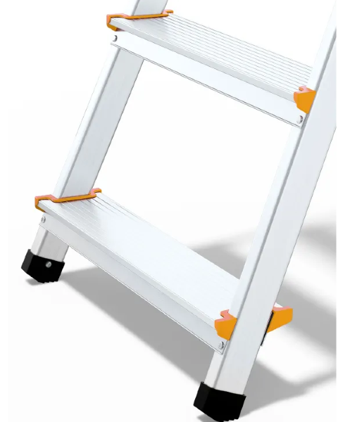 Drabina składana jednostronna aluminiowa 6-stopniowa z półką 150 kg Drabest - prezentacja szczebli