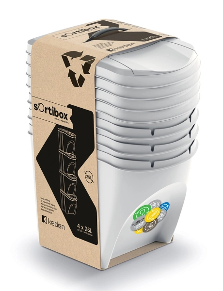 Kosze na śmieci do segregacji Sortibox IKWB25S4_427C siwe  4 x 25L Keden