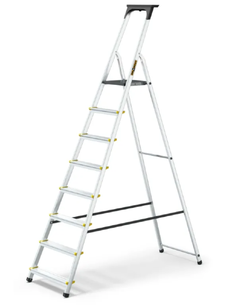 Aluminiowa drabina składana z półką 8 stopni 150 kg certyfikat