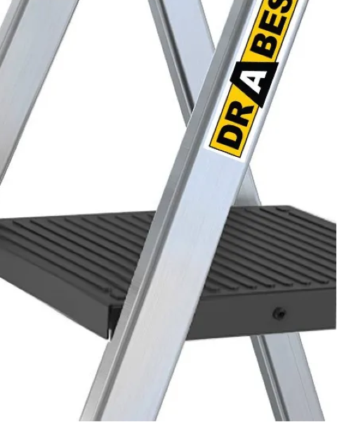 Drabina aluminiowa 8-stopniowa z półką 150 kg Drabest - prezentacja podestu