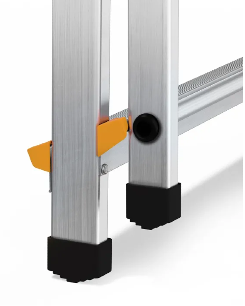 Drabina aluminiowa 8-stopniowa z półką 150 kg Drabest - detal nóżki antypoślizgowe