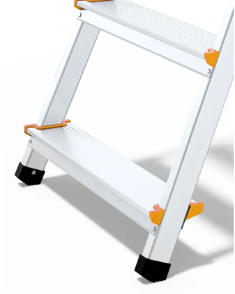Drabina składana jednostronna aluminiowa 8-stopniowa z półką 150 kg Drabest - prezentacja szczebli