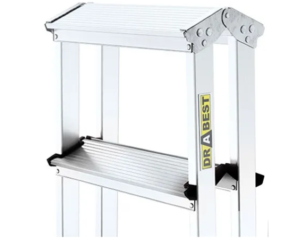 Drabina aluminiowa 4 stopniowa dwustronna 125 kg Drabest - detal zawias