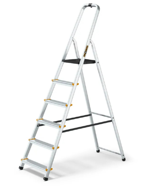 Drabina rozkładana 6 stopni aluminium 150 kg + hak na wiadro