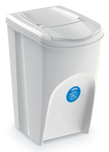 Kosz na śmieci siwy Sortibox z niebieską naklejką