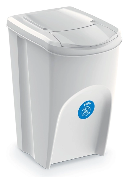 Kosz na śmieci siwy Sortibox z niebieską naklejką