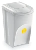 Kosz na śmieci popielaty Sortibox z żółtą naklejką
