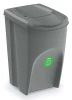 Kosz na śmieci  szary ciemny 35L Sortibox z zieloną naklejką