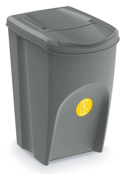 Kosz na śmieci Sortibox 35L ciemnoszary z żółtą naklejką
