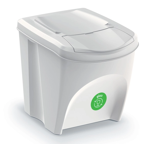 Kosz na śmieci jasnoszary Keden Sortibox IKWB25 z naklejką zieloną - na szkło