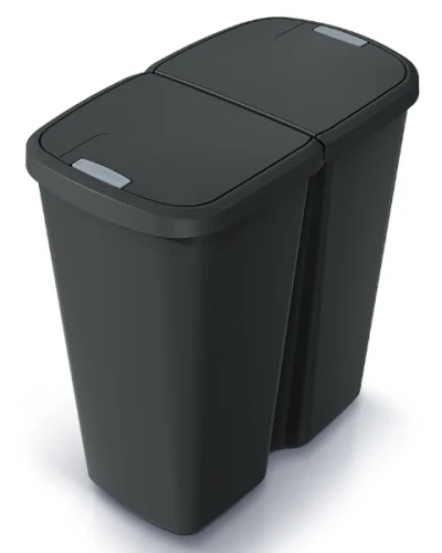 Kosz na śmieci Compacta Q Duo czarny 45 litrów - dwie klapy