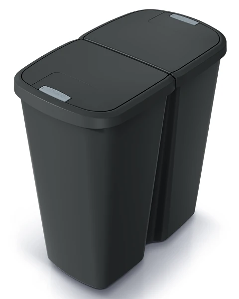 Kosz na śmieci Compacta Q Duo czarny 45 litrów - dwie klapy